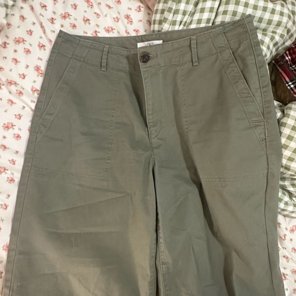 LOFT Women’s Wide Leg Olive Olive Green Chino Pants Size 12 - Picture 4 of 5